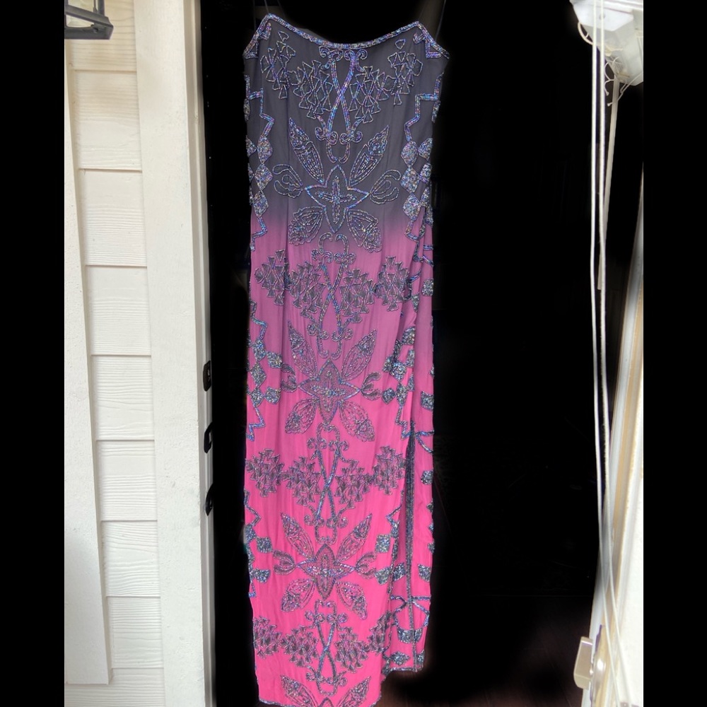 Formal Dress with Thin Straps and a Leg Slit